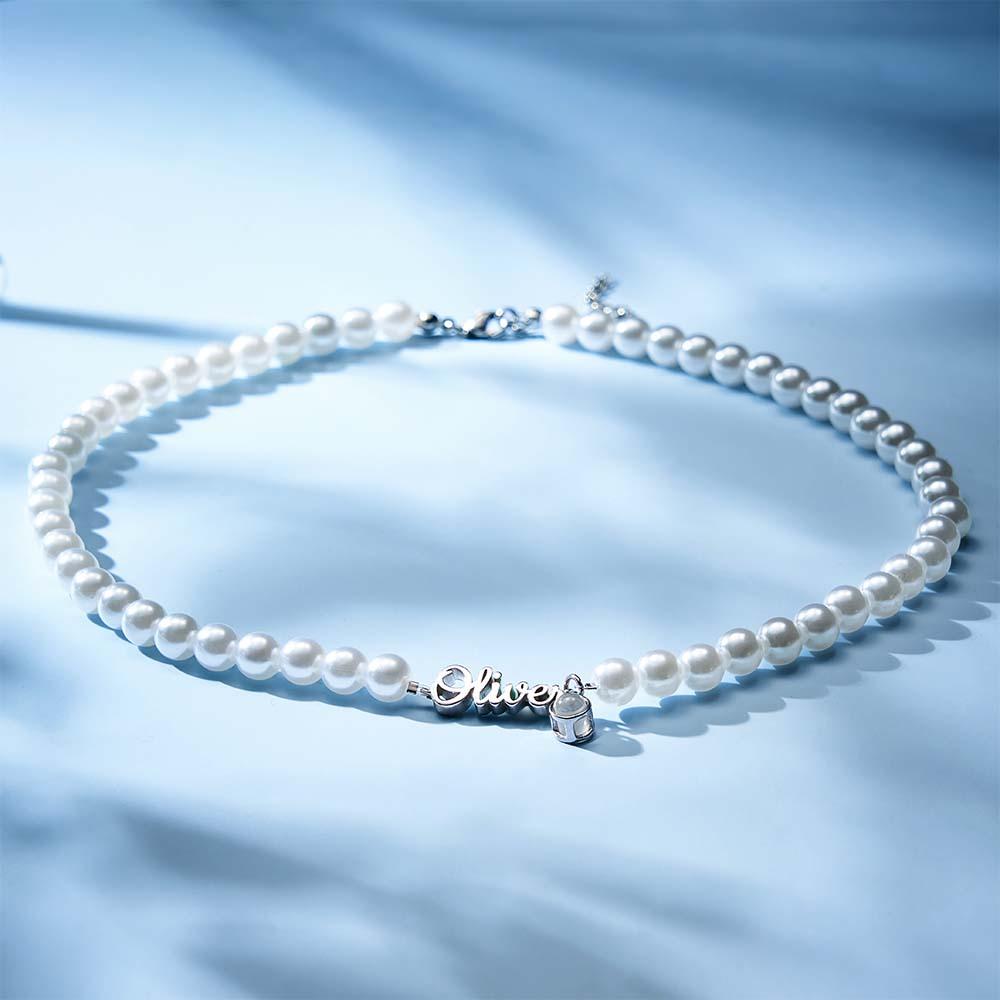 Custom Name Necklace Projection Classic Pearl Chain Gift for Her