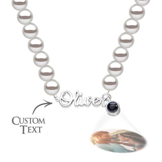Custom Name Necklace Projection Classic Pearl Chain Gift for Her