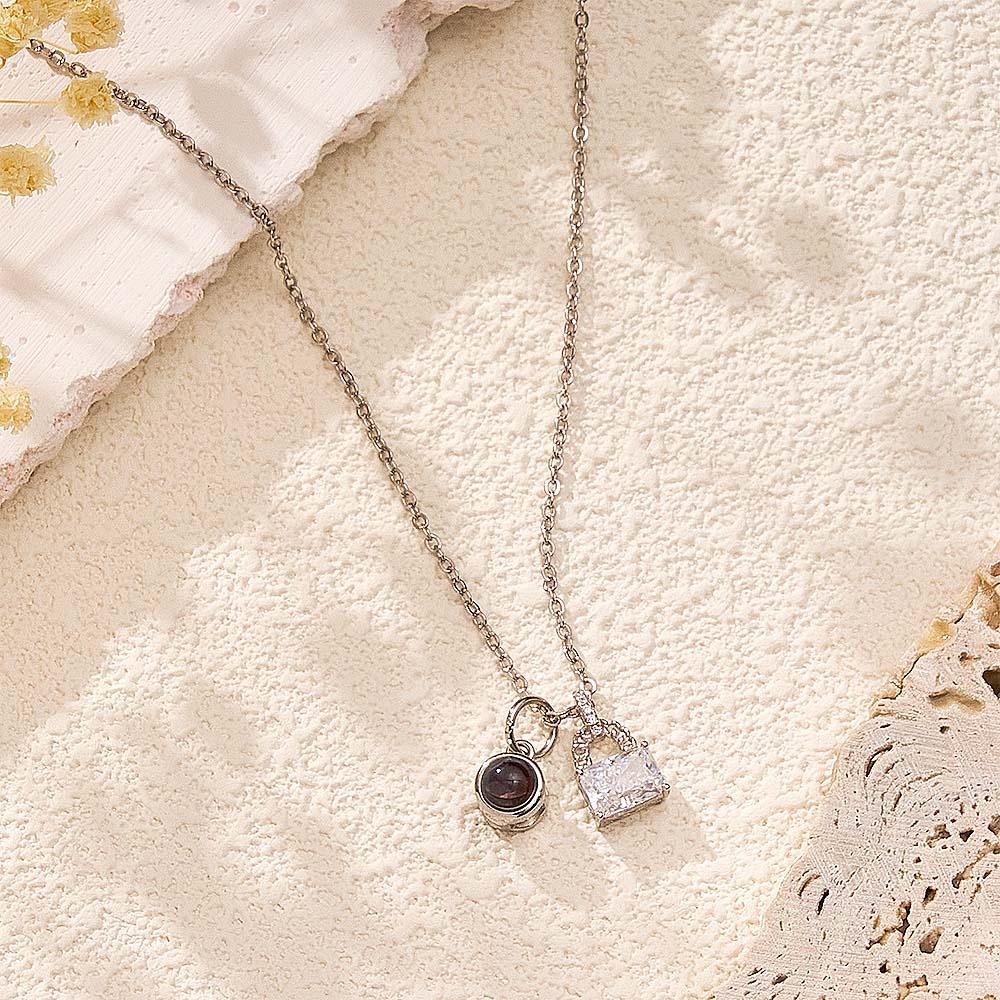 Custom Projection Necklace Crystal Lock Romantic Gift