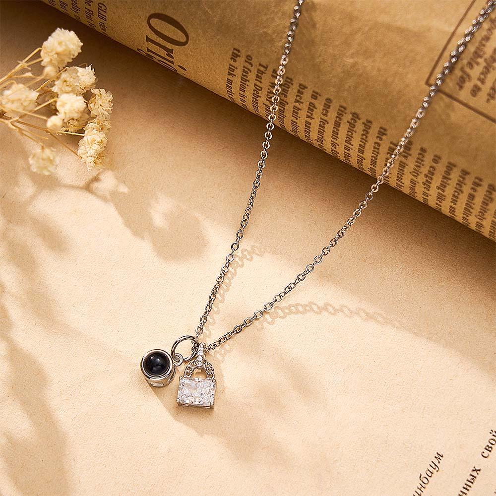 Custom Projection Necklace Crystal Lock Romantic Gift