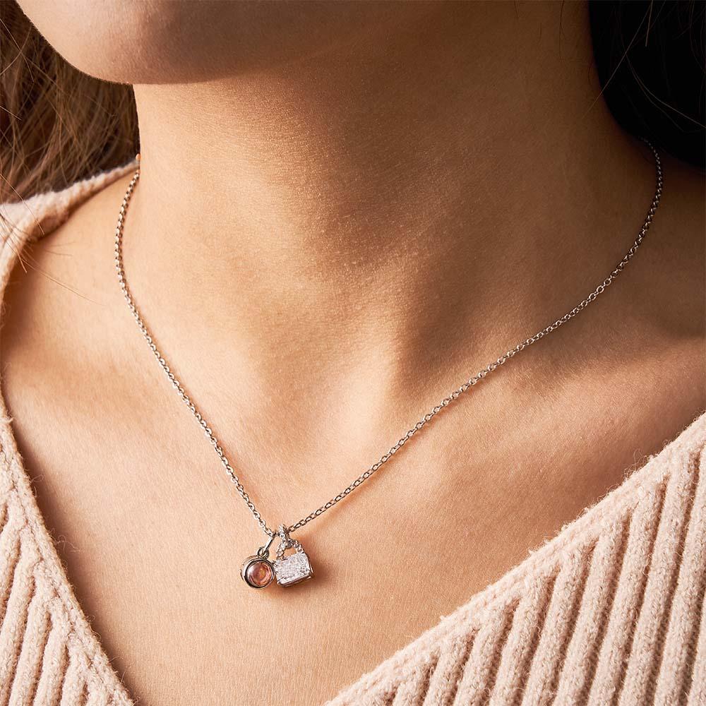 Custom Projection Necklace Crystal Lock Romantic Gift