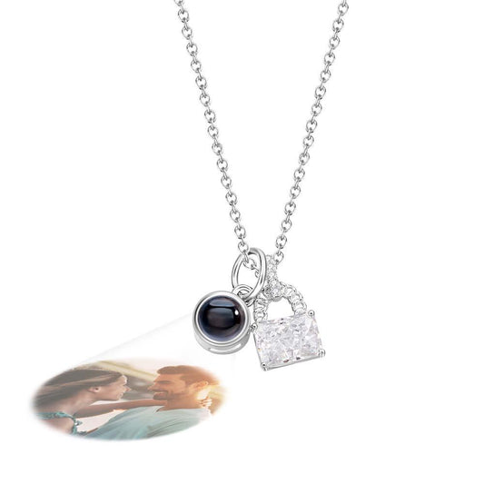 Custom Projection Necklace Crystal Lock Romantic Gift