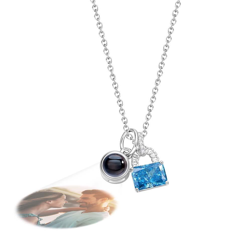 Custom Projection Necklace Crystal Lock Romantic Gift