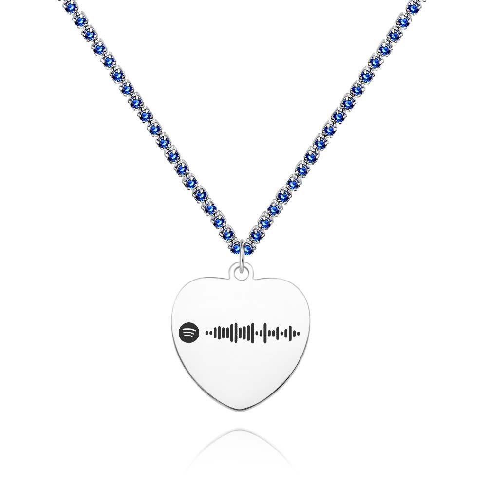Custom Spotify Code Necklace Tennis Chain Engraved Necklace Gifts For Couple's