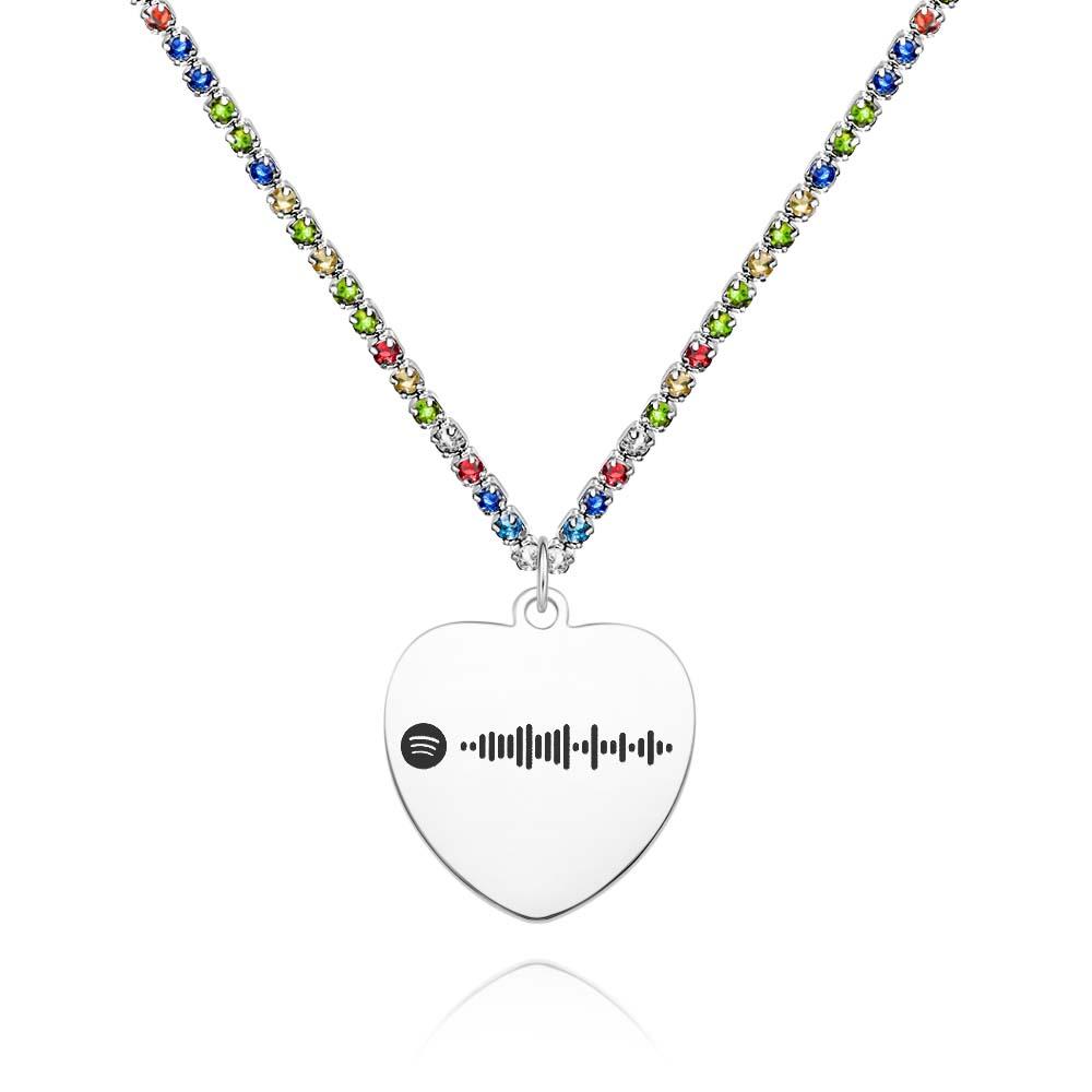 Custom Spotify Code Necklace Tennis Chain Engraved Necklace Gifts For Couple's