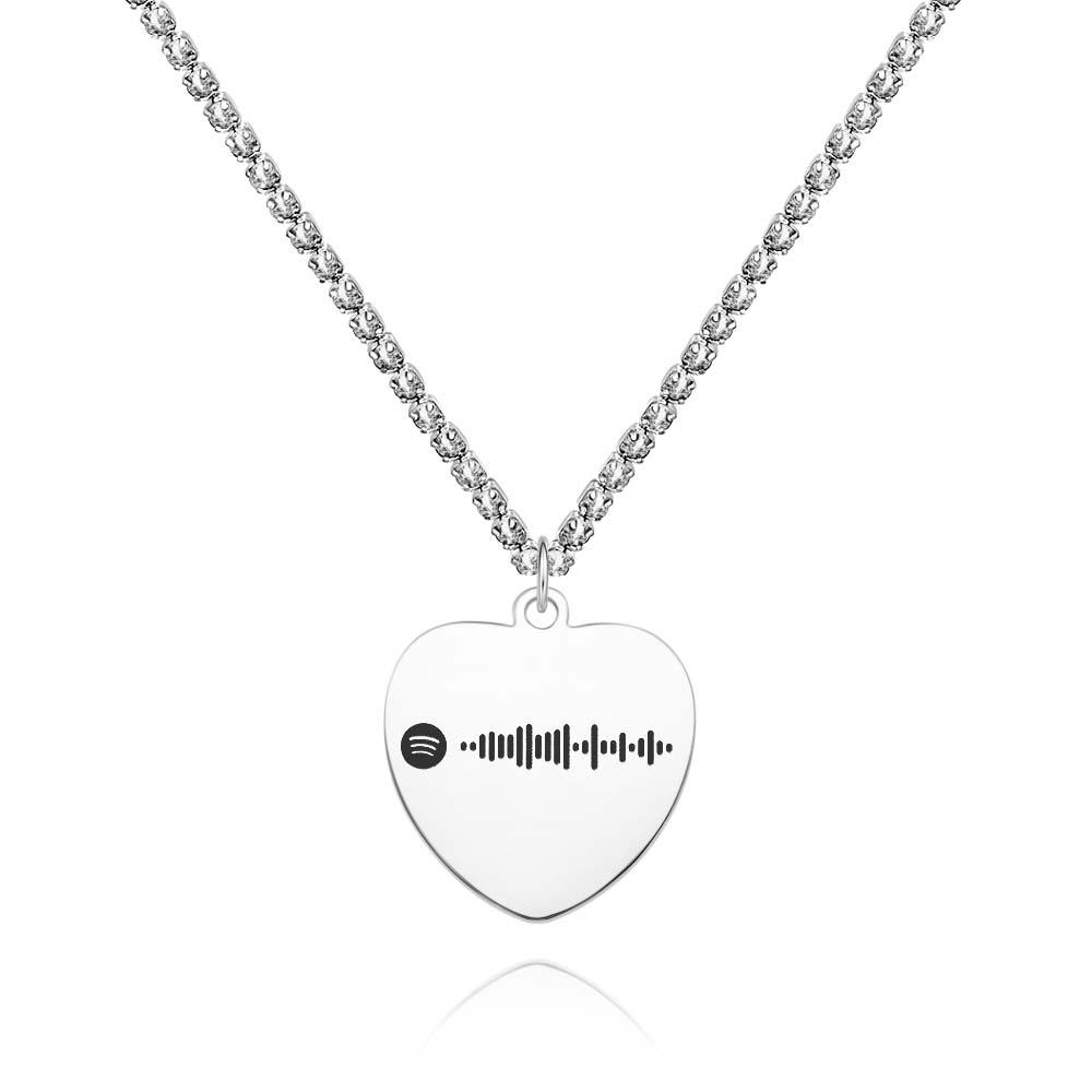 Custom Spotify Code Necklace Tennis Chain Engraved Necklace Gifts For Couple's