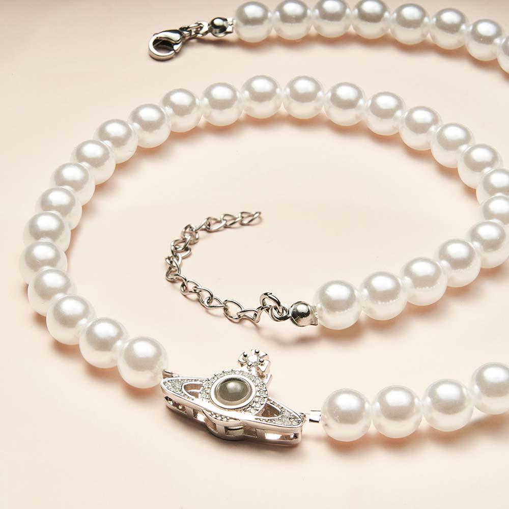Custom Projection Necklace Planet Pearl Chain Fashion Gift