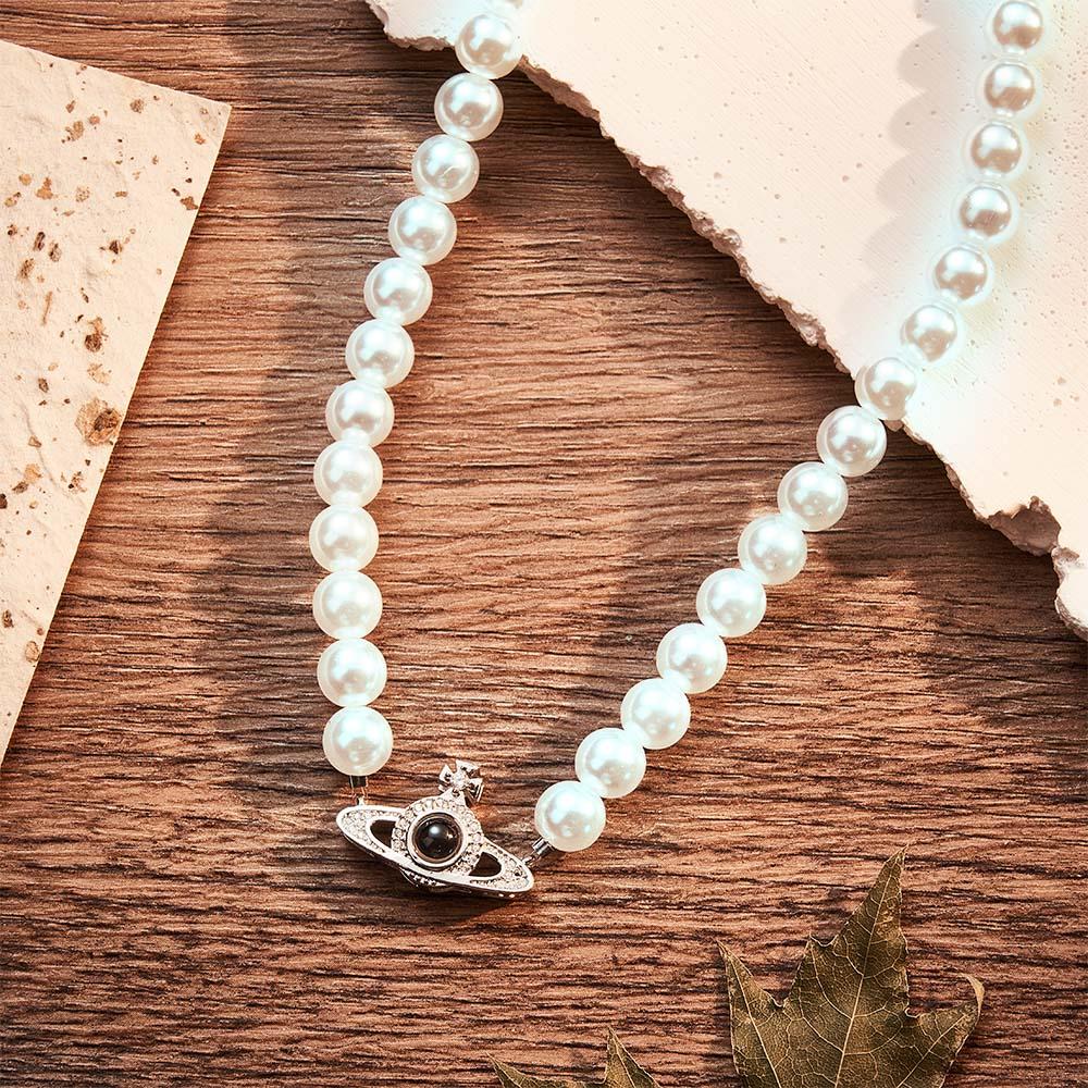 Custom Projection Necklace Planet Pearl Chain Fashion Gift