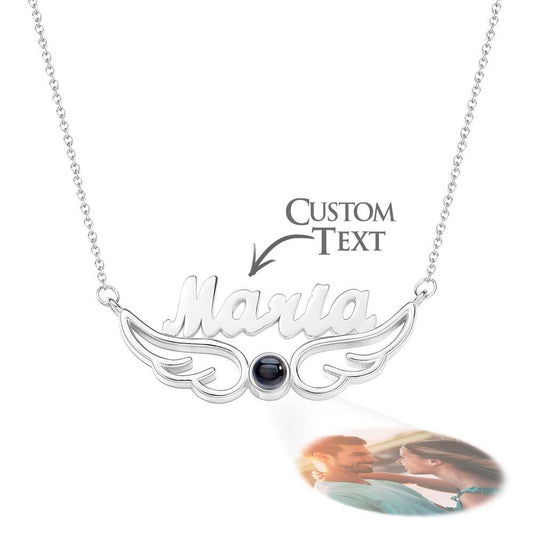 Custom Name Projection Necklace Angel Wings Style Gift