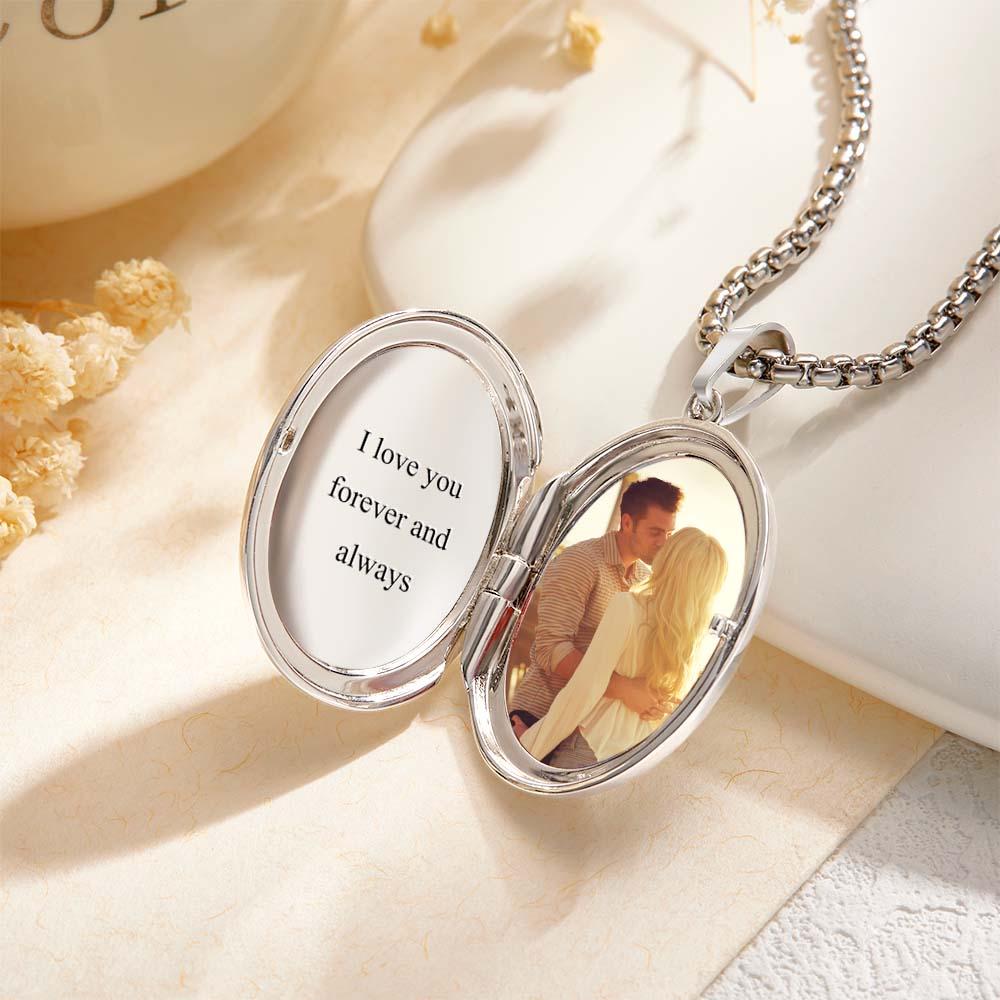 Custom Photo Locket Necklace Personalized Engravable Prayer Amulet Necklace Jewelry For Men Women