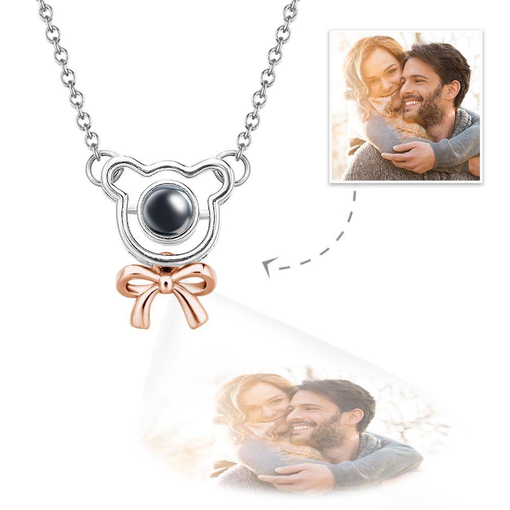 Custom Projection Necklace Bow Bear Cute Gift for Girl