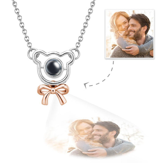 Custom Projection Necklace Bow Bear Cute Gift for Girl
