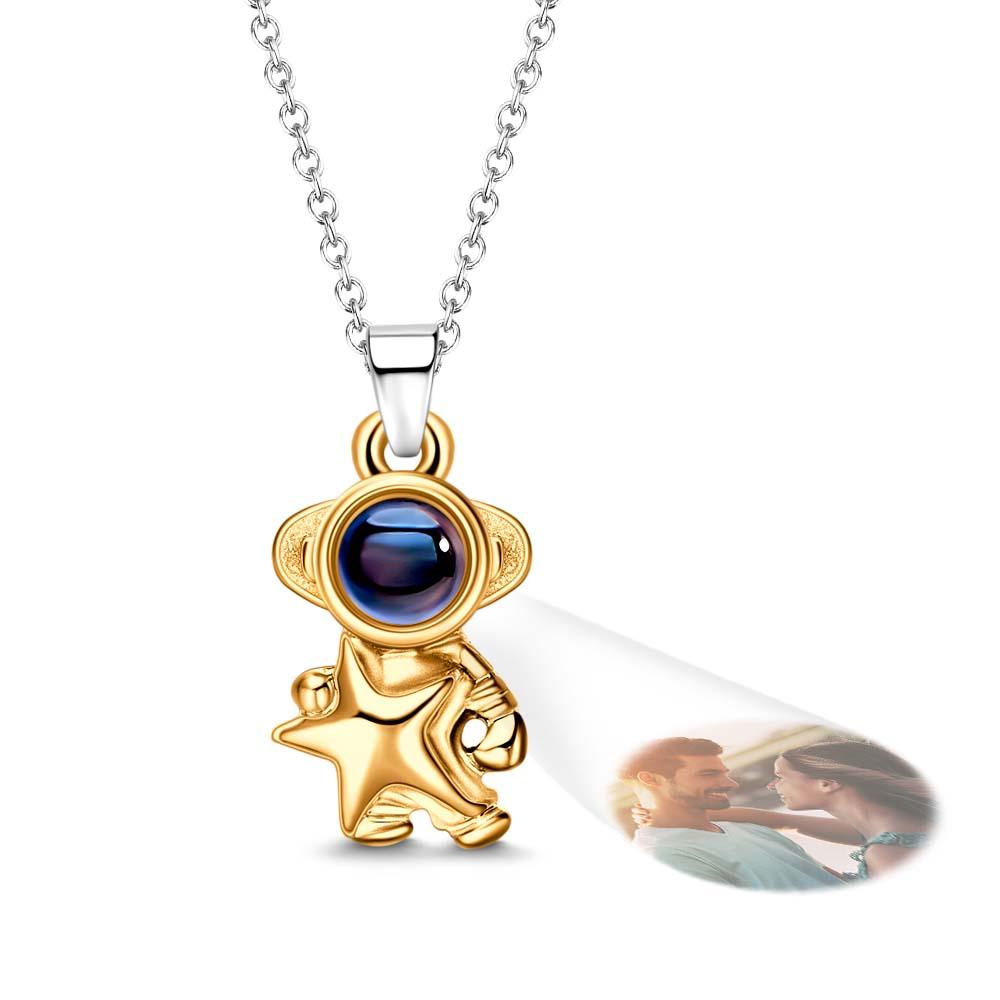 Custom Projection Couple Necklace Astronaut Creative Gift