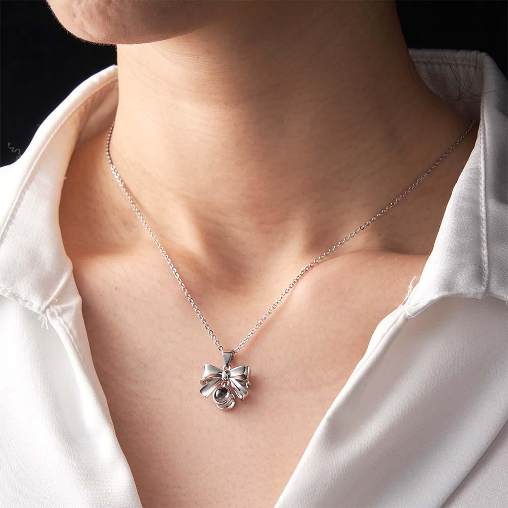 Custom Projection Necklace Sweet Bow Girl Gift