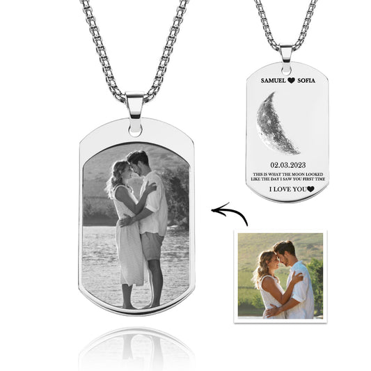 Custom Moon Phase Necklace Stylish Personalized Photo Pendant Valentine's Day Gift