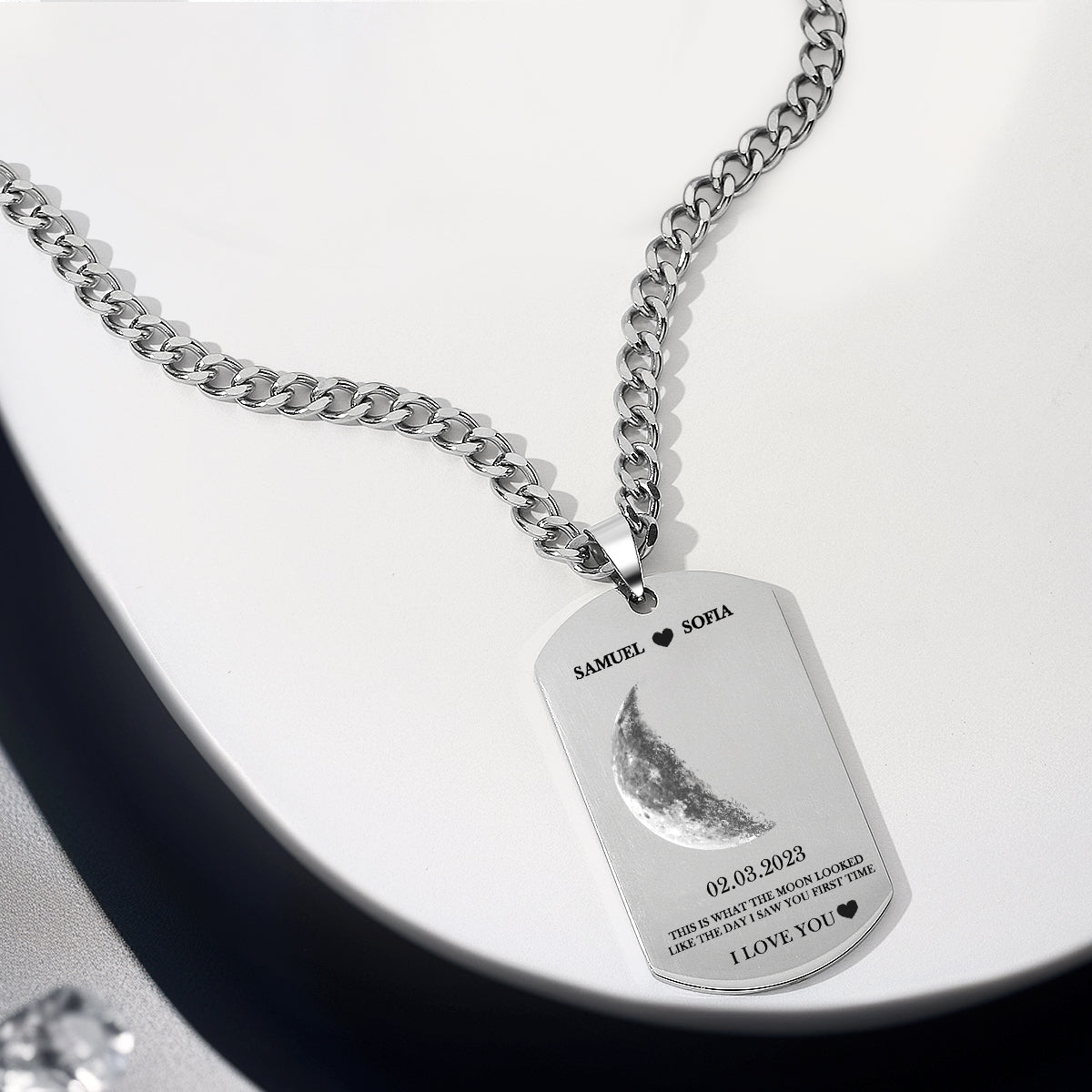 Personalized Moon Phase Photo Necklace Chic Chain Necklace Gifts For Lovers