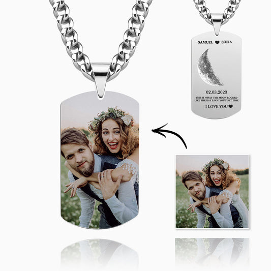 Personalized Moon Phase Photo Necklace Chic Chain Necklace Gifts For Lovers