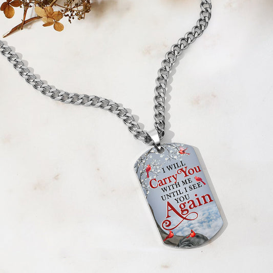 Custom Photo Tag Memorial Engraved Necklace with Engraving Stainless Steel Men's Necklace