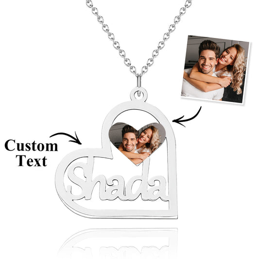 Personalized Heart-shaped Name Photo Necklace