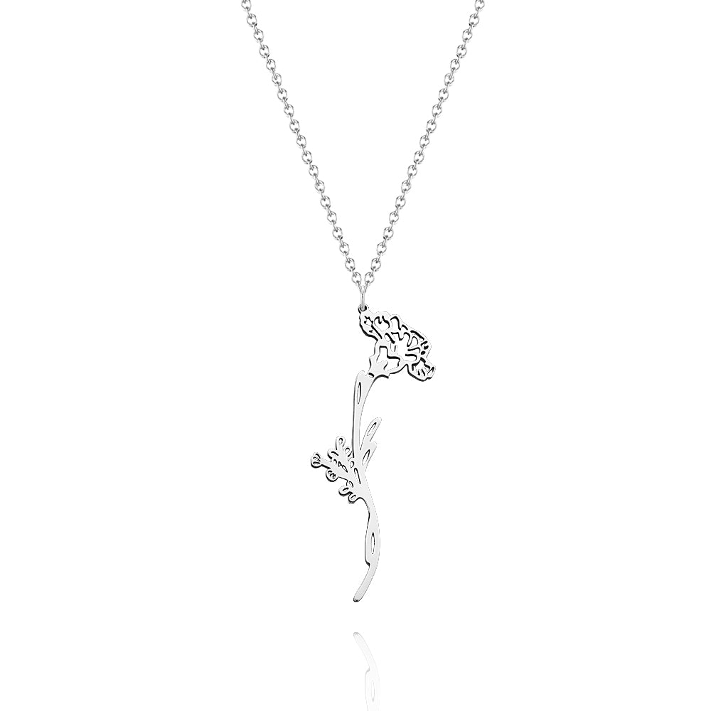 Personalized Combined Birth Flower Bouquet Necklace Gift for Mom
