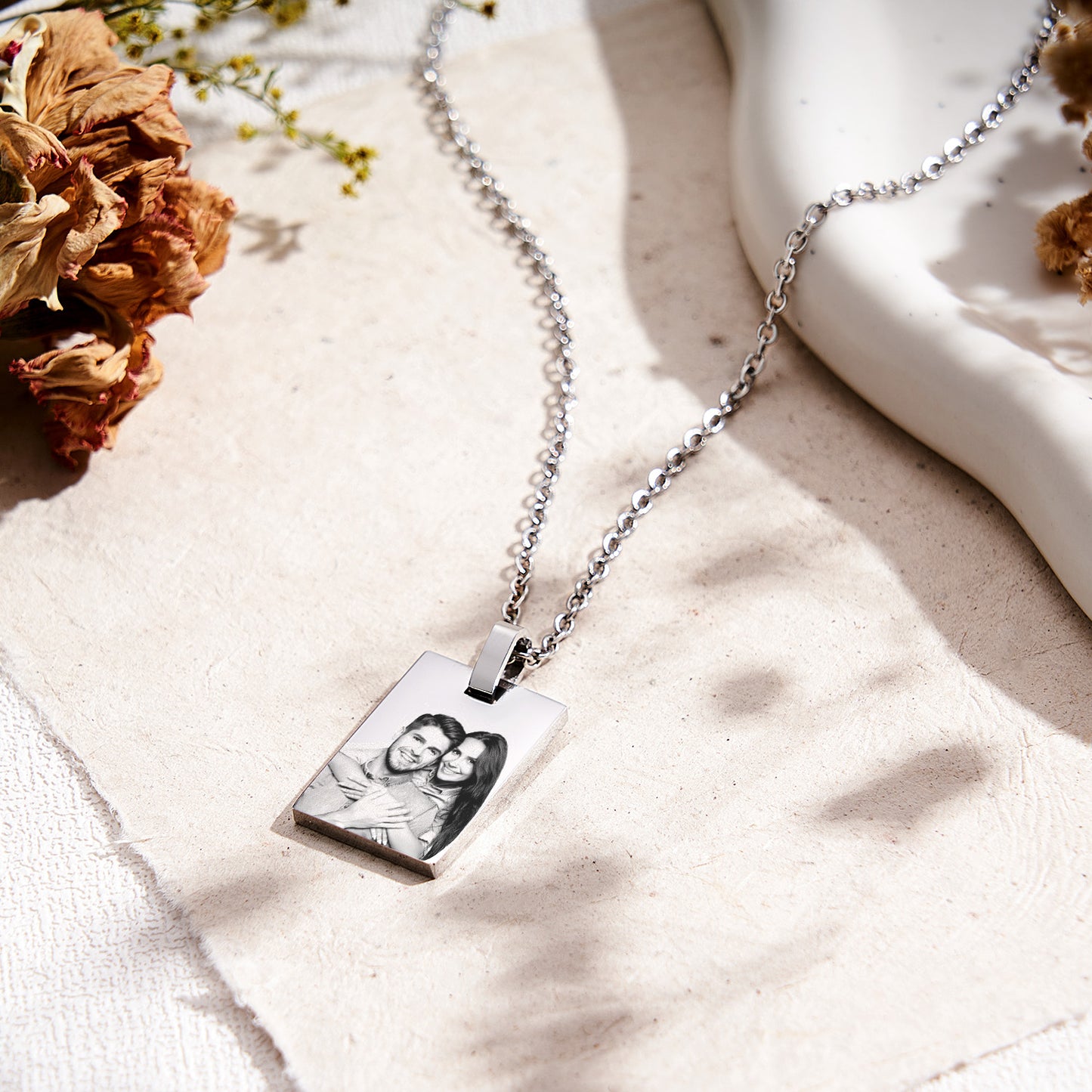 Custom Photo Necklace Gift For Couple