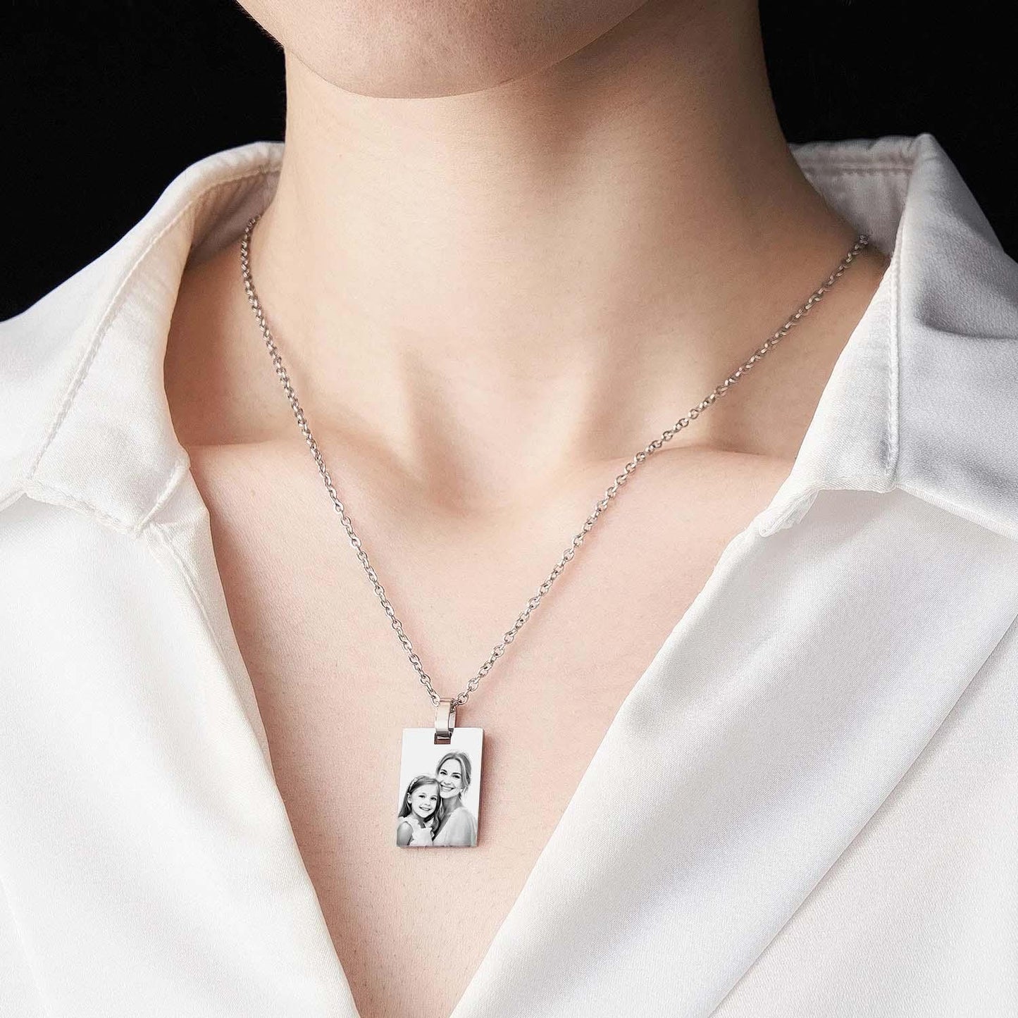 Custom Photo Necklace Shadow Engraved Necklace Mother's Day Gifts