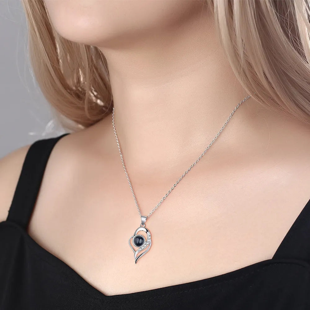 Custom Photo Projection Necklace with Real Rose Bear Gift box Rose Shaped Necklace Gift Box Jewellery Gift Box