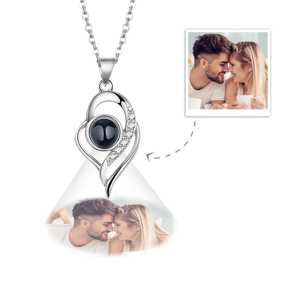 Custom Photo Projection Necklace with Real Rose Bear Gift box Rose Shaped Necklace Gift Box Jewellery Gift Box