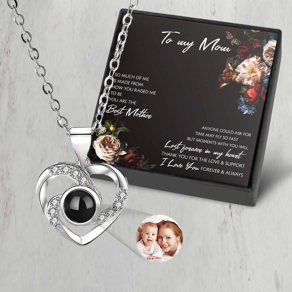 Custom Projection Necklace Elegant Heart Photo Necklace Gift for Mom Best Mother's Day Gift
