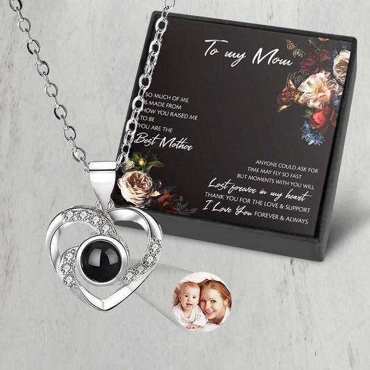 Custom Projection Necklace Elegant Heart Photo Necklace Gift for Mom Best Mother's Day Gift