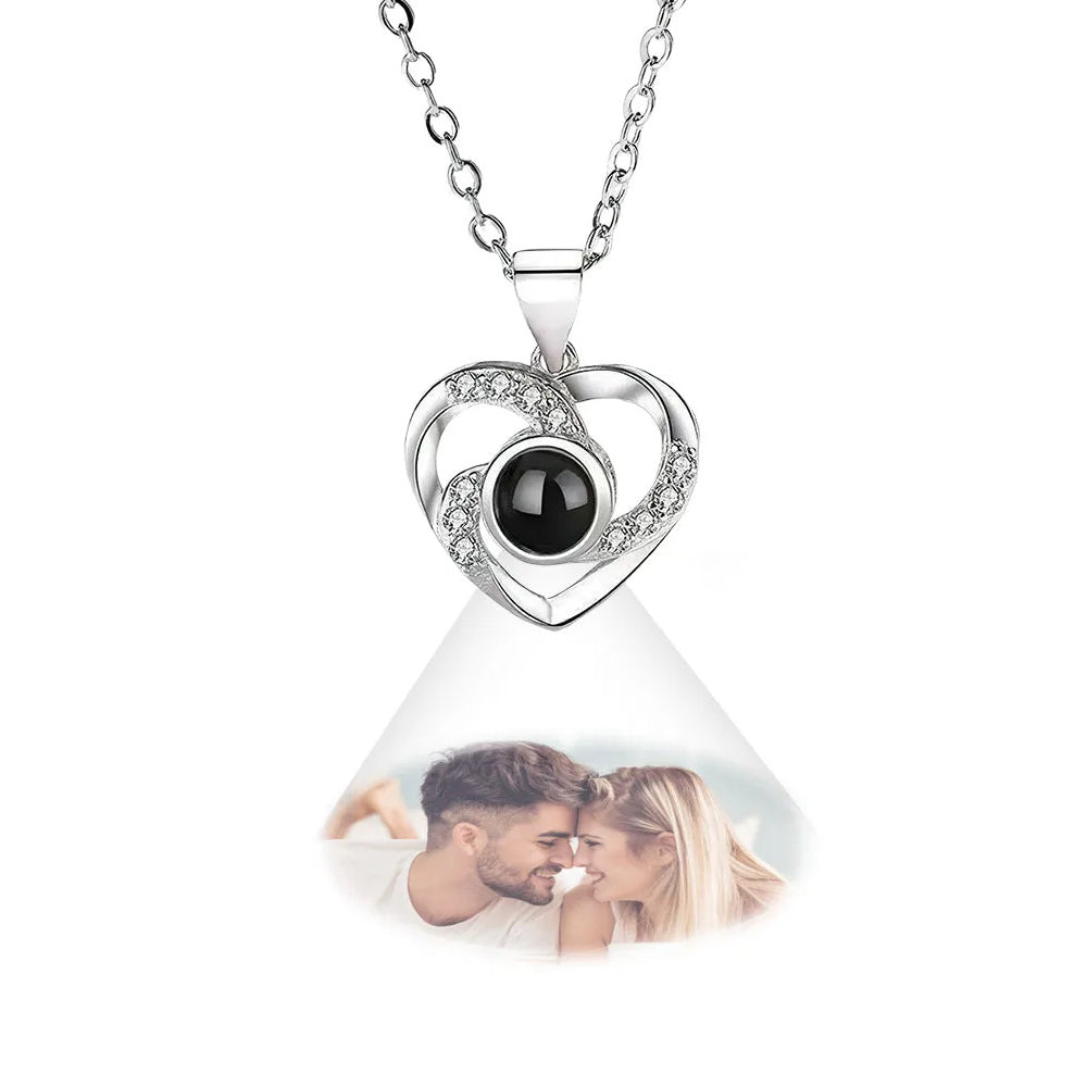 Custom Projection Necklace Elegant Heart Photo Necklace Gift for Mom Best Mother's Day Gift