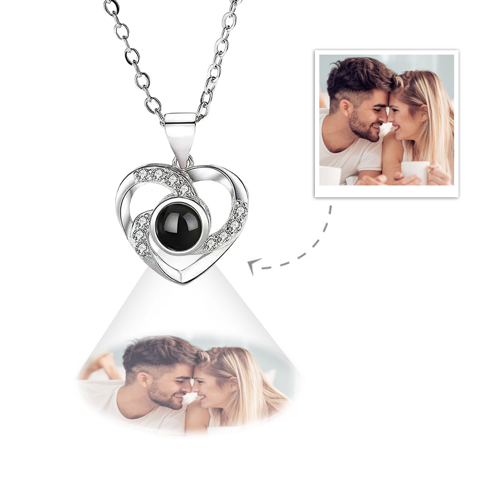 Custom Projection Necklace Elegant Heart Photo Necklace Gift for Mom Best Mother's Day Gift