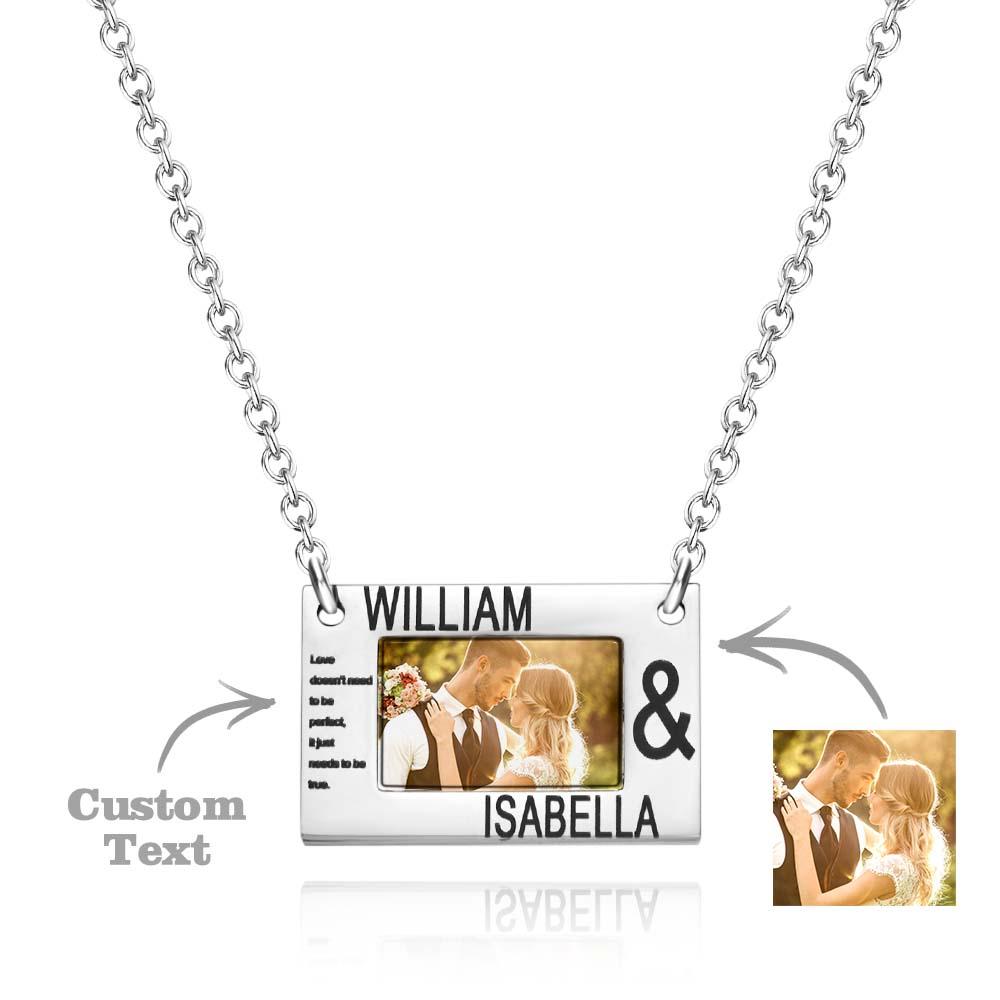 Personalized Carve Words and Photos Necklace Gift Creative Romance Gift for Valentine Lovers Family Festival Necklace