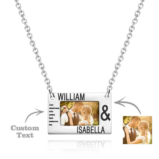 Personalized Carve Words and Photos Necklace Gift Creative Romance Gift for Valentine Lovers Family Festival Necklace
