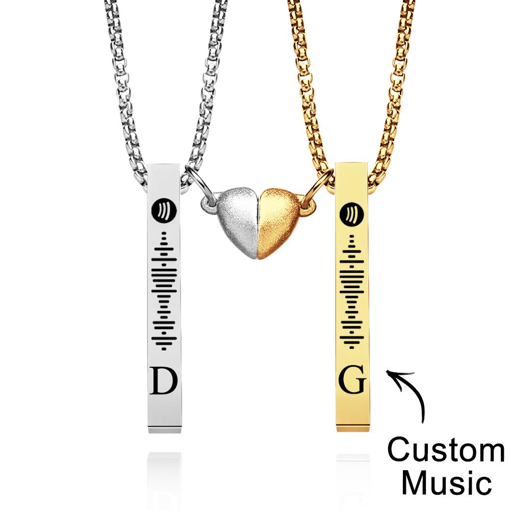 Bar Necklace with Custom Spotify Code Engraving Initial Personalized gift Unisex Necklace for Couple