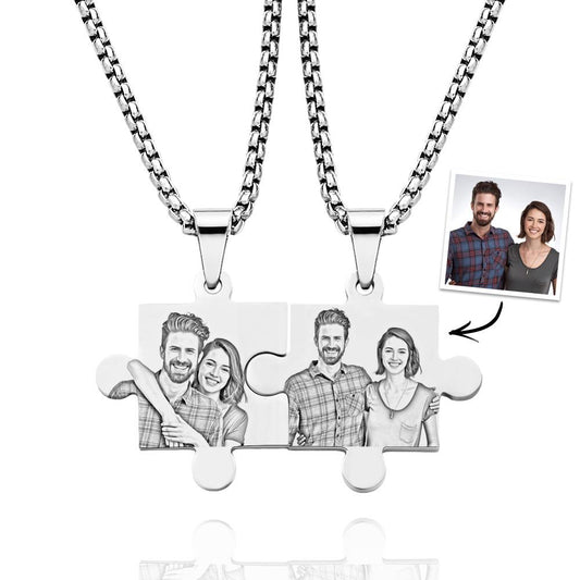 Together Forever Puzzle Necklace Couples Set Calendar Necklace Save The Date Gift for Him and Her