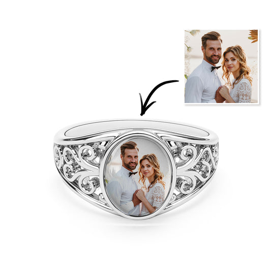 Custom Cutout Photo Rings Personalized Photo Jewelry Valentine's Day Gifts for Couple