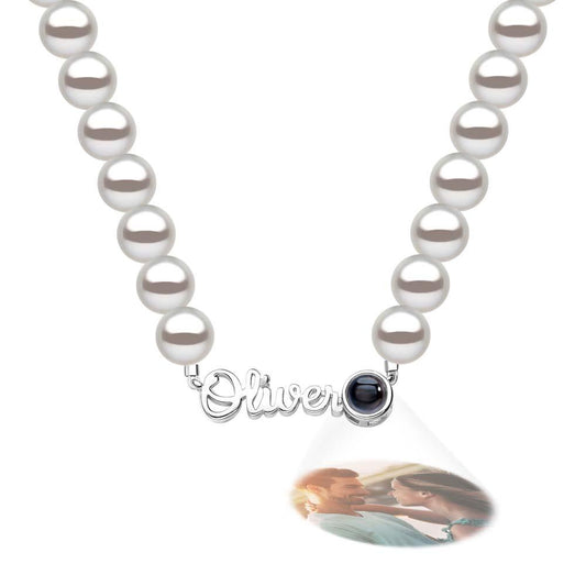 Custom Name Necklace Projection Pearl Chain Valentine's Day Gift