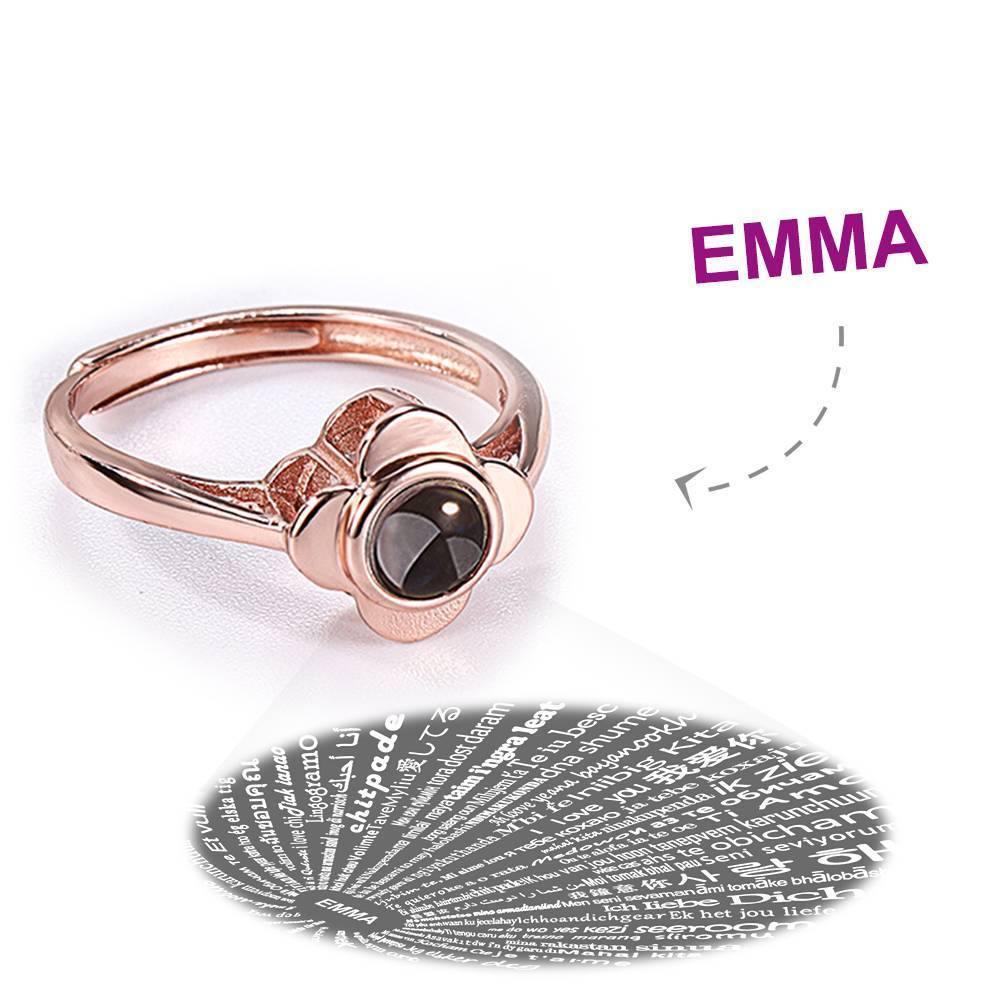 I Love You Ring Projection Engraved Ring in 100 Languages, Unique Gift Silver