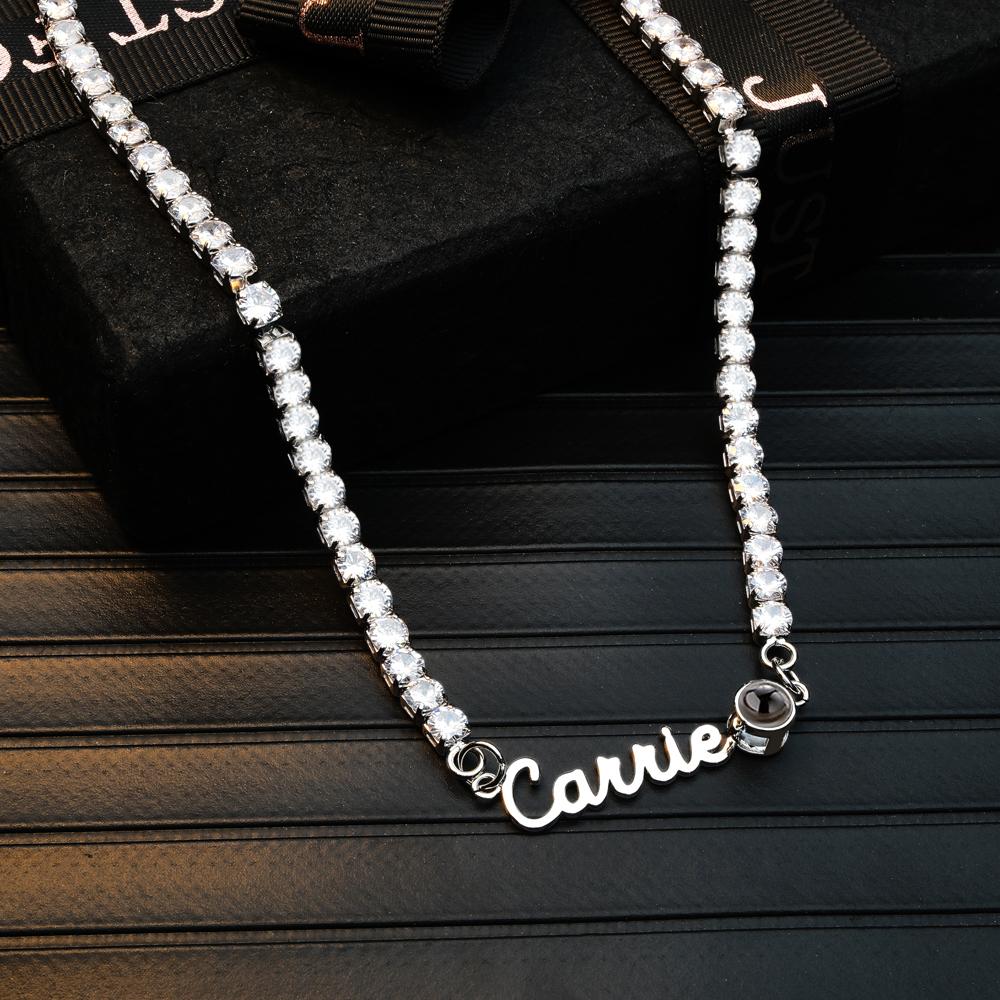 Custom Name Projection Necklace Tennis Chain Simple Gift