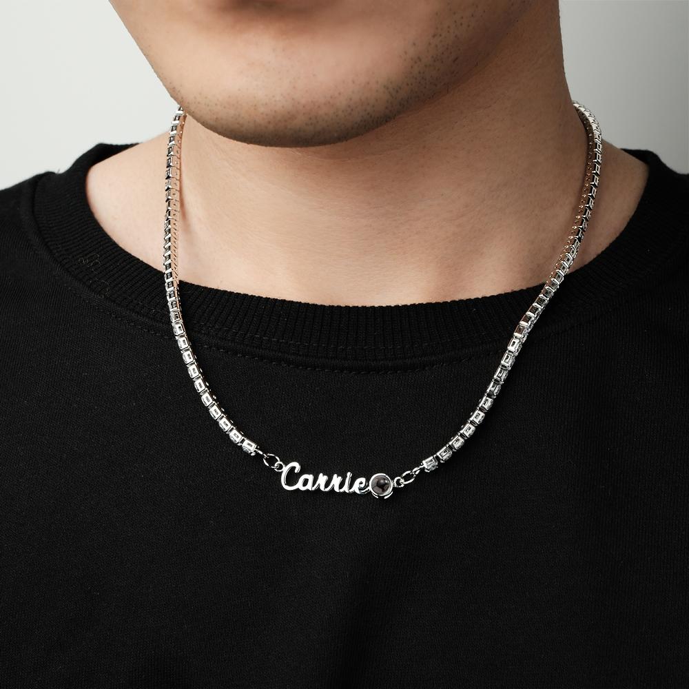 Custom Name Projection Necklace Tennis Chain Simple Gift