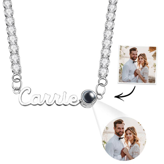 Custom Name Projection Necklace Tennis Chain Simple Gift