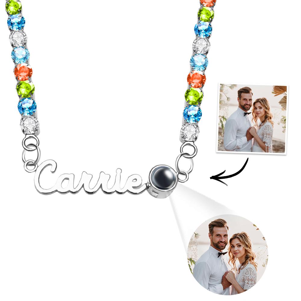 Custom Name Projection Necklace Tennis Chain Simple Gift