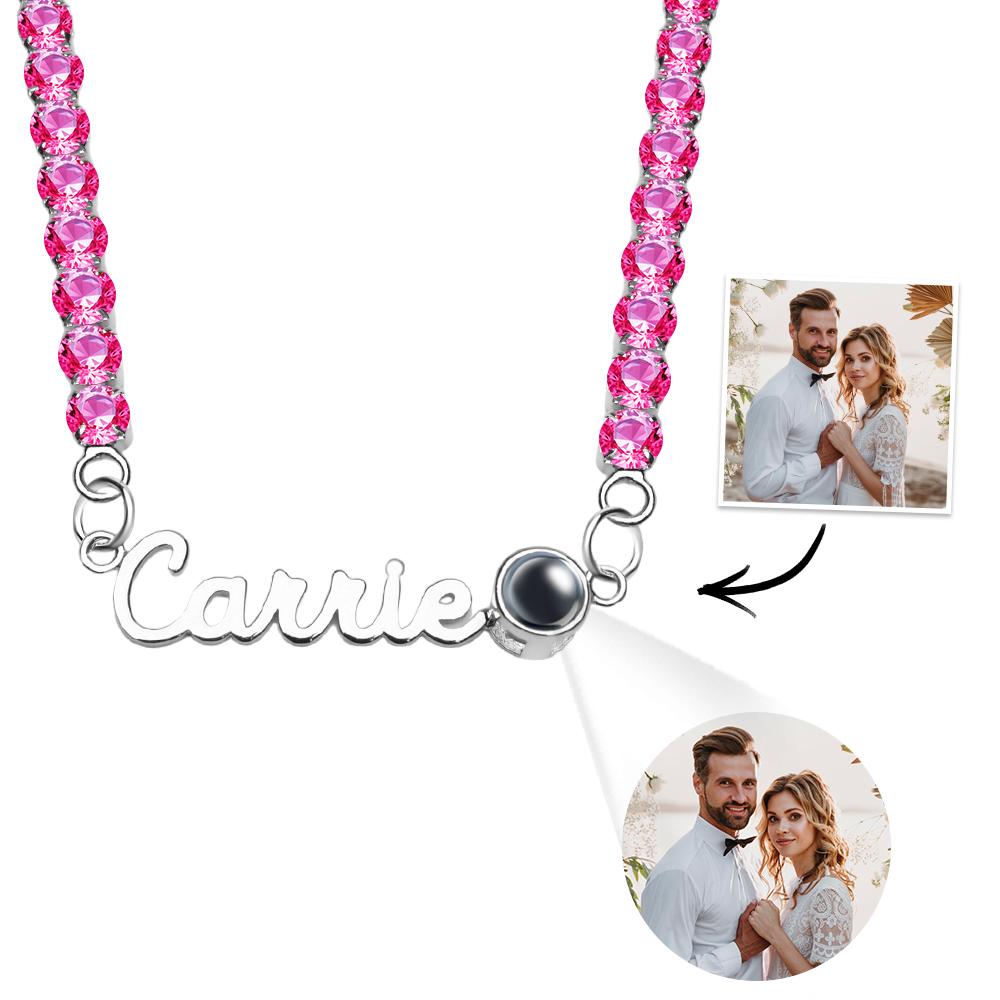 Custom Name Projection Necklace Tennis Chain Simple Gift