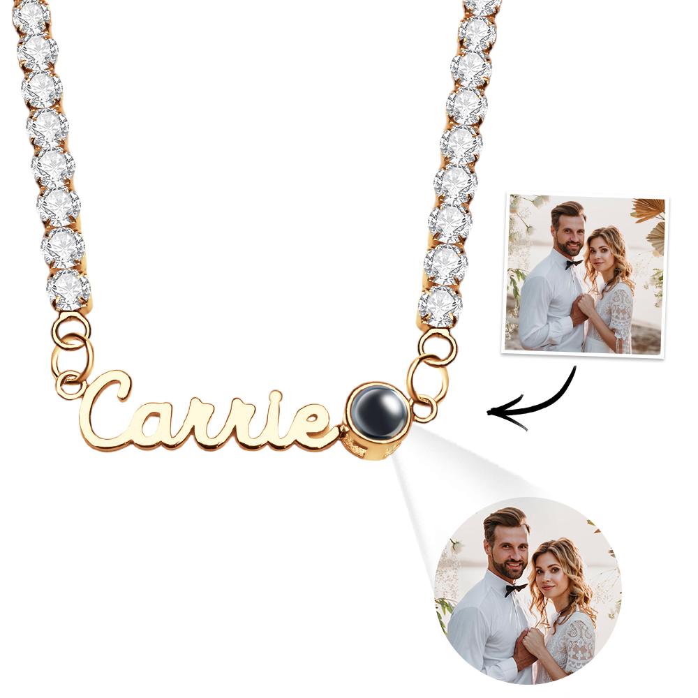 Custom Name Projection Necklace Tennis Chain Simple Gift