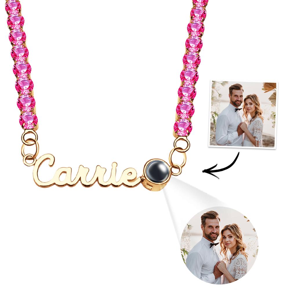 Custom Name Projection Necklace Tennis Chain Simple Gift