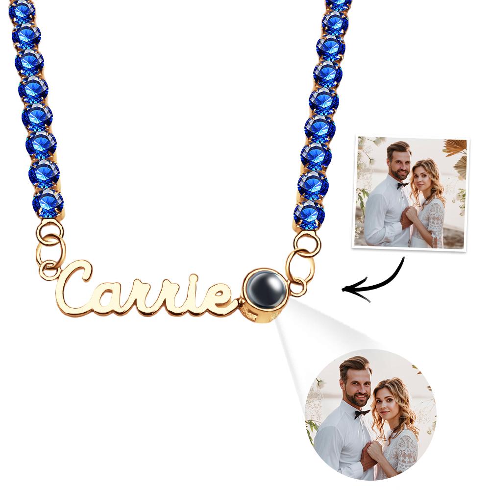 Custom Name Projection Necklace Tennis Chain Simple Gift