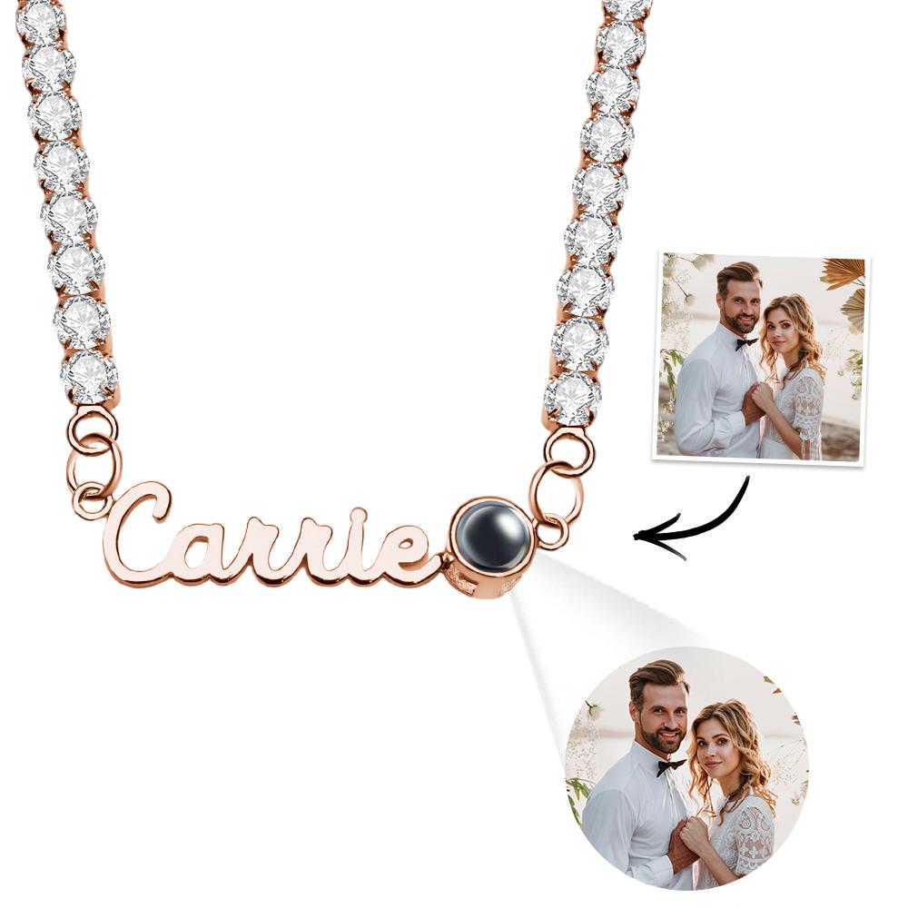 Custom Name Projection Necklace Tennis Chain Simple Gift