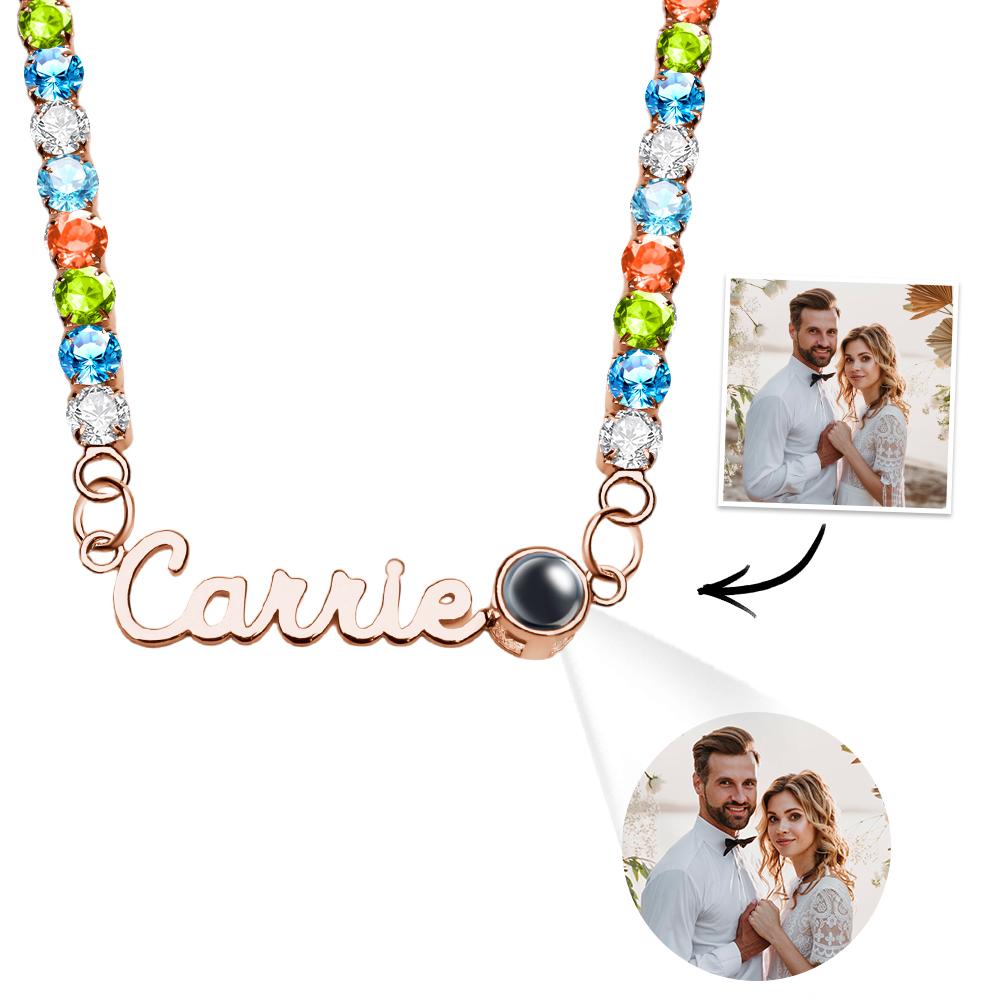 Custom Name Projection Necklace Tennis Chain Simple Gift