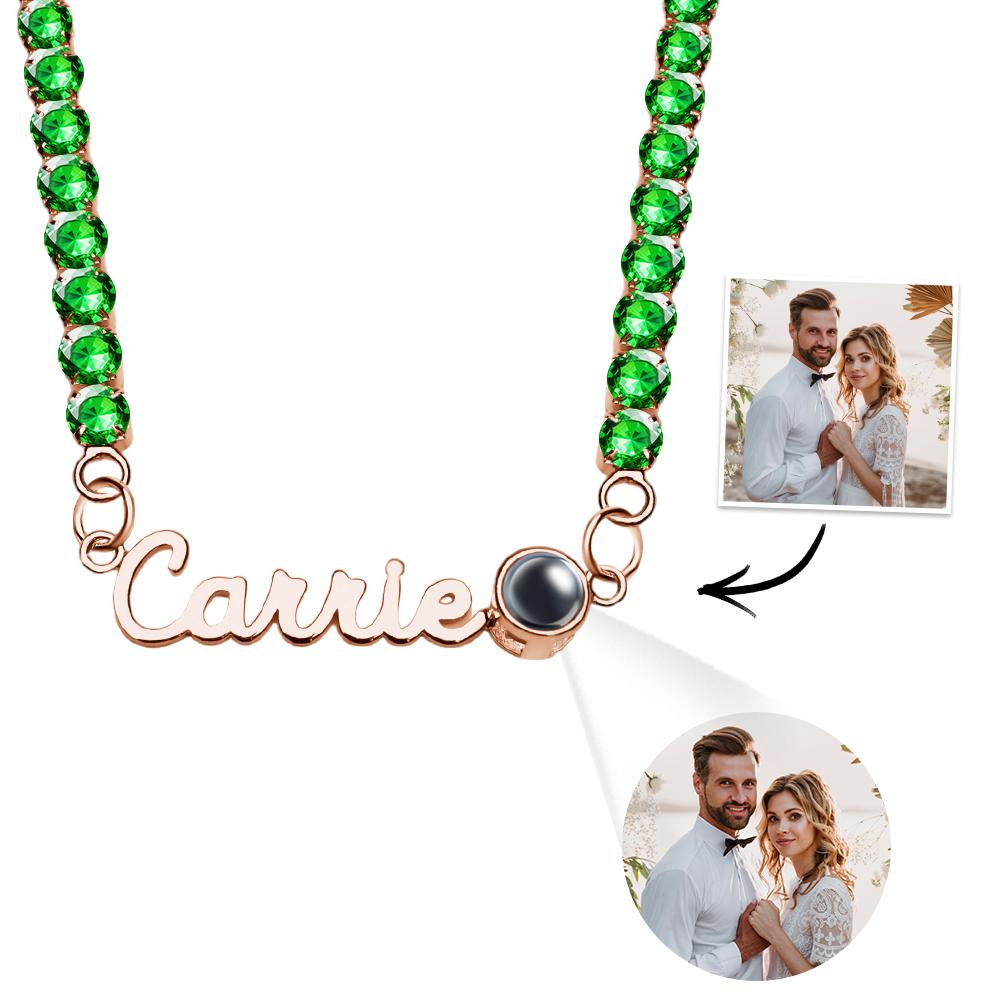 Custom Name Projection Necklace Tennis Chain Simple Gift